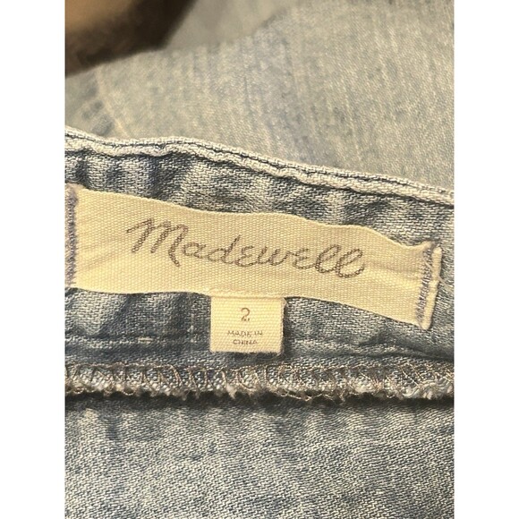 Madewell Jumpsuit Denim Jean Chambray Muralist Tie Crop Waist Wide Leg Sz 2 - Picture 11 of 16